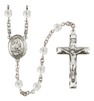 Silver Plated 6mm Fire Polished Saint Gerard Majella Rosary in Crystal