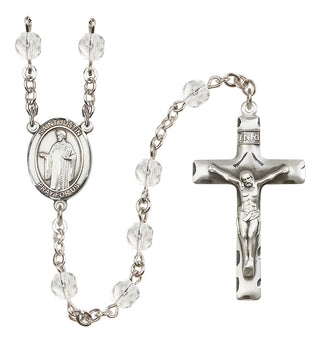 Silver Plated 6mm Fire Polished Saint Justin Rosary in Crystal