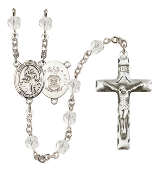 Silver-Plated 6mm Saint Joan of Arc / Air Force Rosary