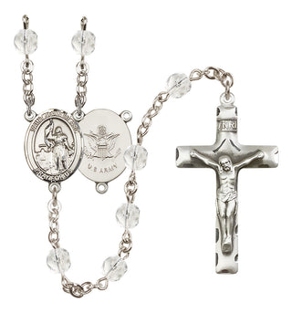 Silver-Plated 6mm Saint Joan of Arc / Army Rosary