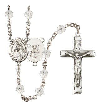 Silver-Plated 6mm Saint Joan of Arc / Navy Rosary