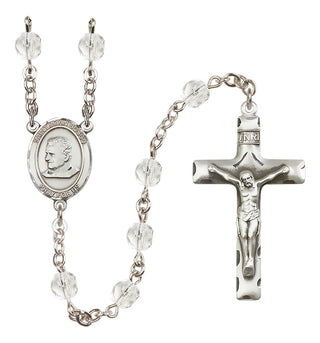 Silver Plated 6mm Fire Polished Saint John Bosco Rosary in Crystal