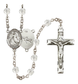Silver Plated 6mm Fire Polished Saint Joseph of Cupertino Rosary in Crystal
