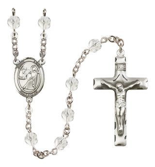 Silver Plated 6mm Fire Polished Saint Luke the Apostle Rosary in Crystal