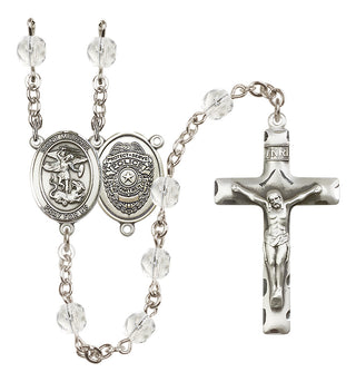 Silver-Plated 6mm Saint Michael the Archangel/Policeman Rosary