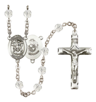 Silver-Plated 6mm Saint Michael / Marines Rosary