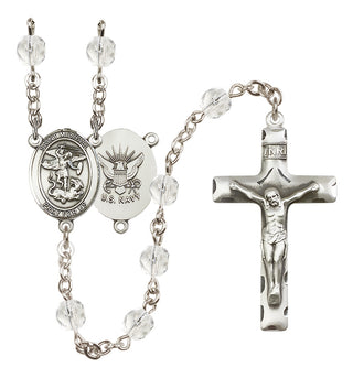 Silver-Plated 6mm Saint Michael / Navy Rosary