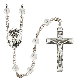Silver-Plated 6mm San Miguel Arcangel  Engraved Catholic Rosaries