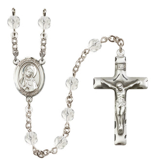 Silver Plated 6mm Fire Polished Saint Monica Rosary in Crystal