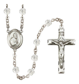 Silver Plated 6mm Fire Polished Saint Peter the Apostle Rosary in Crystal