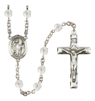 Silver Plated 6mm Fire Polished Saint Richard Rosary in Crystal