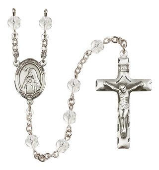 Silver Plated 6mm Fire Polished Saint Teresa of Avila Rosary in Crystal