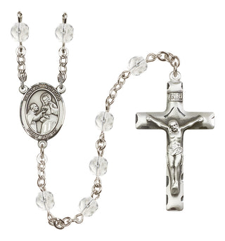 Silver Plated 6mm Fire Polished Saint John of God Rosary in Crystal
