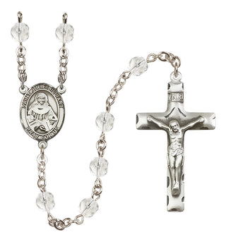 Silver Plated 6mm Fire Polished Saint Julie Billiart Rosary in Crystal