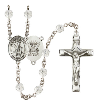 Silver Plated 6mm Fire Polished Guardian Angel / Navy Rosary in Crystal