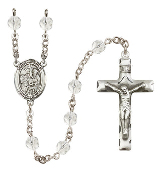 Silver Plated 6mm Fire Polished Saint Jerome Rosary in Crystal