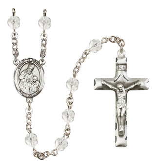 Silver Plated 6mm Fire Polished Saint Ambrose Rosary in Crystal