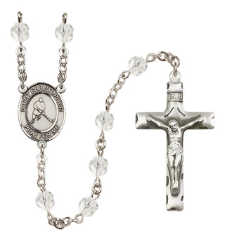 Silver-Plated 6mm Saint Christopher/Ice Hockey Rosary