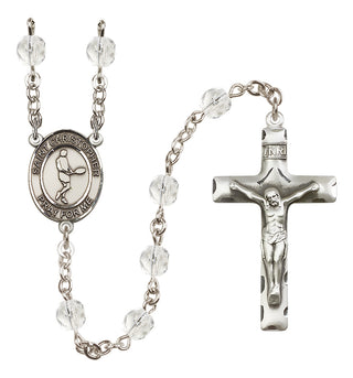 Silver Plated 6mm Fire Polished Saint Christopher/Tennis Rosary in Crystal
