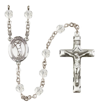 Silver Plated 6mm Fire Polished Saint Sebastian/Golf Rosary in Crystal