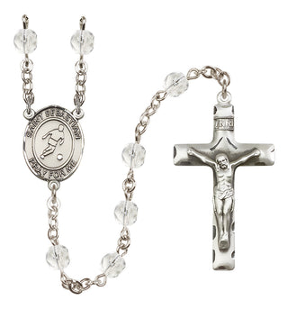 Silver-Plated 6mm Saint Sebastian/Soccer Rosary