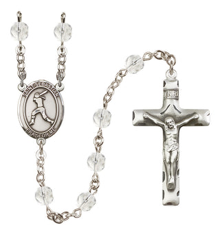 Silver Plated 6mm Fire Polished Saint Sebastian / Softball Rosary in Crystal
