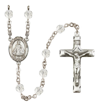 Silver Plated 6mm Fire Polished Infant of Prague Rosary in Crystal