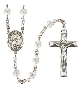 Silver Plated 6mm Fire Polished Our Lady of Perpetual Help Rosary in Crystal