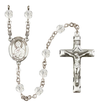 Silver Plated 6mm Fire Polished Saint Dominic Savio Rosary in Crystal