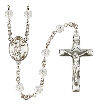 Silver-Plated 6mm Saint Stephanie  Engraved Catholic Rosaries
