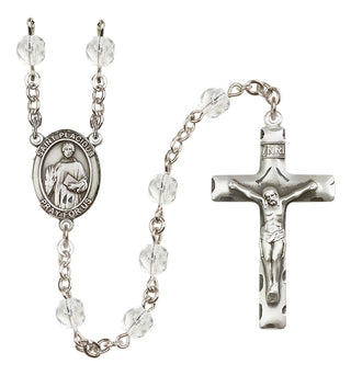 Silver-Plated 6mm Saint Placidus  Engraved Catholic Rosaries