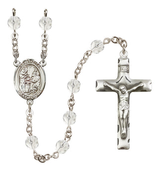 Silver Plated 6mm Fire Polished Saint Zita Rosary in Crystal
