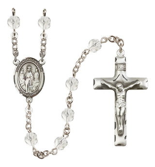 Silver Plated 6mm Fire Polished Our Lady of Knock Rosary in Crystal