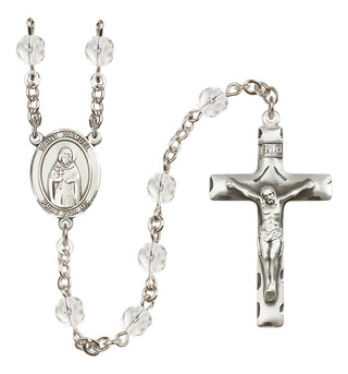 Silver Plated 6mm Fire Polished Saint Samuel Rosary in Crystal