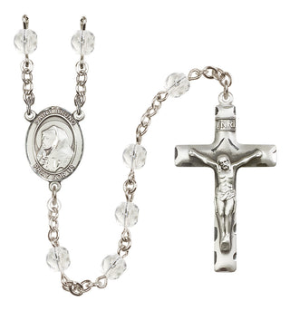 Silver Plated 6mm Fire Polished Saint Bruno Rosary in Crystal