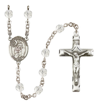 Silver Plated 6mm Fire Polished Saint Peter Nolasco Rosary in Crystal