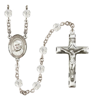 Silver-Plated 6mm Saint Arnold Janssen  Engraved Catholic Rosaries