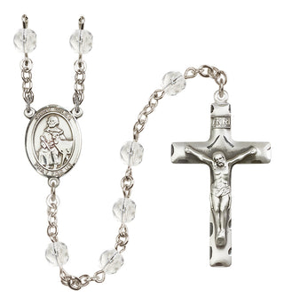 Silver-Plated 6mm Saint Giles  Engraved Catholic Rosaries