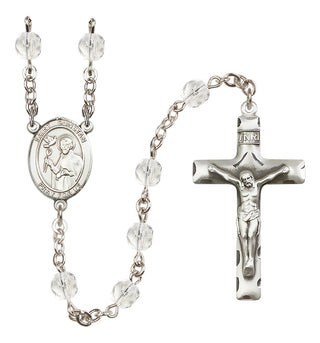 Silver Plated 6mm Fire Polished Saint Dunstan Rosary in Crystal