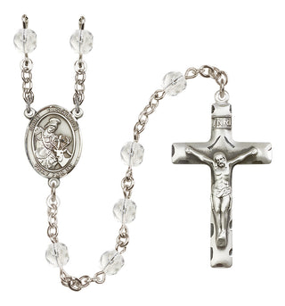 Silver-Plated 6mm Saint Eustachius  Engraved Catholic Rosaries