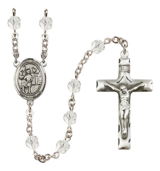 Silver Plated 6mm Fire Polished Saint Vitus Rosary in Crystal