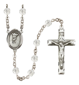 Silver Plated 6mm Fire Polished Saint Philip Neri Rosary in Crystal