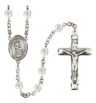 Silver-Plated 6mm Saint Anne  Engraved Catholic Rosaries