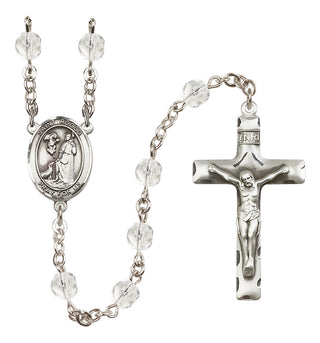 Silver Plated 6mm Fire Polished Saint Rocco Rosary in Crystal