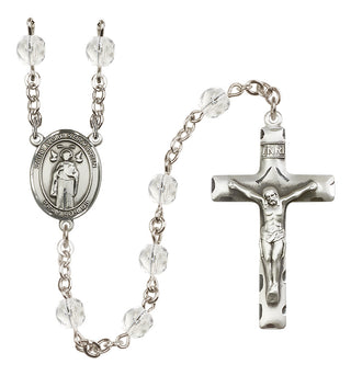 Silver Plated 6mm Fire Polished Saint Ivo of Kelmartin Rosary in Crystal