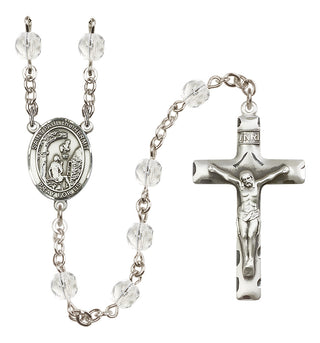Silver Plated 6mm Fire Polished Saint Paul the Hermit Rosary in Crystal