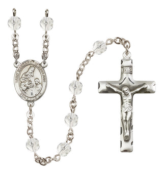 Silver Plated 6mm Fire Polished Saint Margaret of Scotland Rosary in Crystal