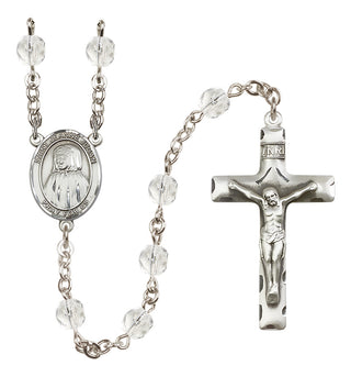 Silver-Plated 6mm Saint Jeanne Jugan  Engraved Catholic Rosaries