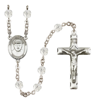 Silver-Plated 6mm Saint Damien of Molokai  Engraved Catholic Rosaries