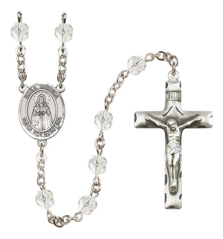 Silver Plated 6mm Fire Polished Our Lady Rosa Mystica Rosary in Crystal